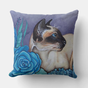 Chocolate Point Siamese  Cat Cushion