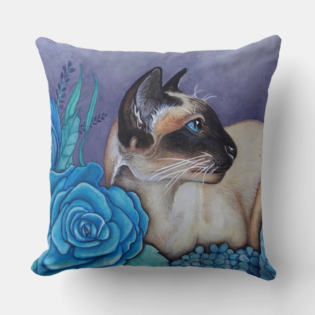 Chocolate Point Siamese  Cat Cushion (Front)
