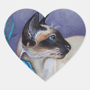 Chocolate Point Siamese Cat Heart Sticker