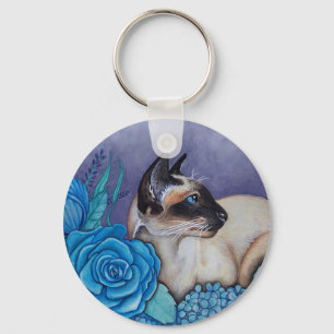 Chocolate Point Siamese  Cat Key Ring