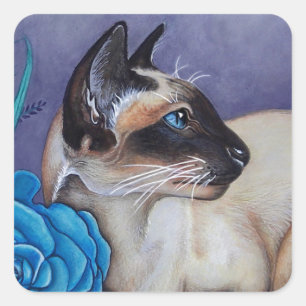 Chocolate Point Siamese Cat Square Sticker