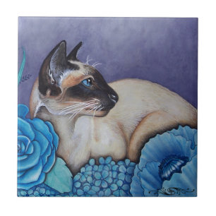 Chocolate Point Siamese Cat Tile