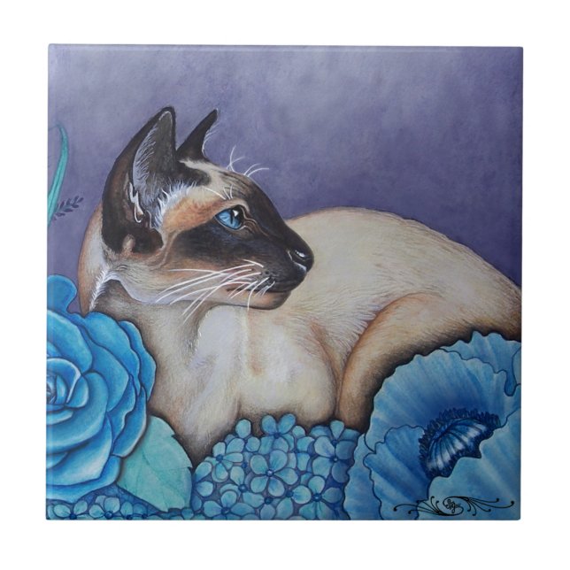 Chocolate Point Siamese Cat Tile (Front)