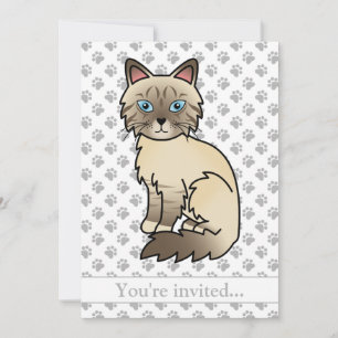 Chocolate Point Tabby Birman/Ragdoll Cat Birthday Invitation