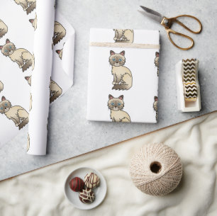 Chocolate Point Tabby Birman / Ragdoll Cat Pattern Wrapping Paper