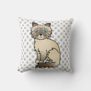 Chocolate Point Tabby Birman / Ragdoll Cat & Paws Cushion