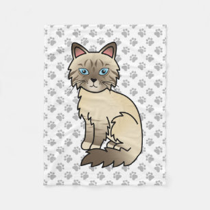 Chocolate Point Tabby Birman/Ragdoll Cat & Paws Fleece Blanket
