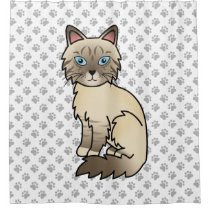 Chocolate Point Tabby Birman / Ragdoll Cat & Paws Shower Curtain