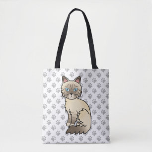 Chocolate Point Tabby Birman / Ragdoll Cat & Paws Tote Bag