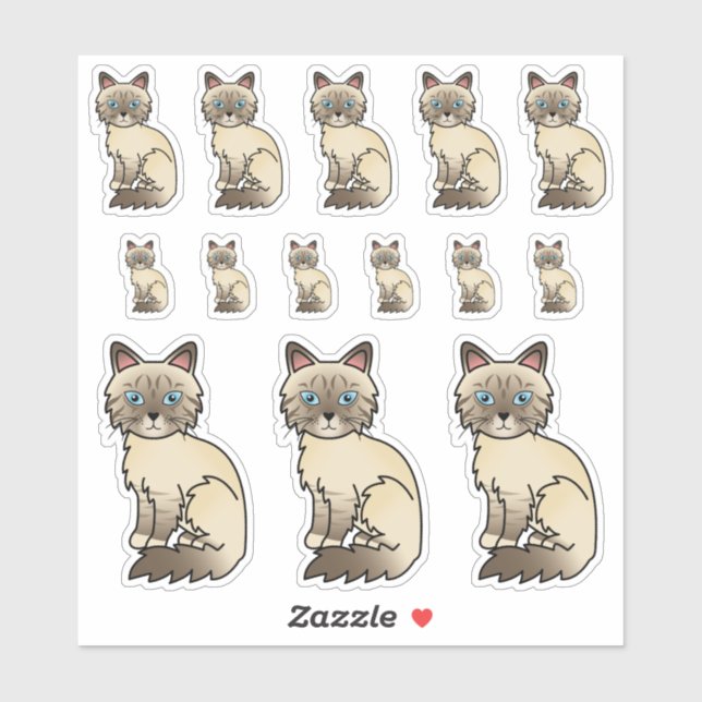 Chocolate Point Tabby Birman / Ragdoll Cute Cats (Sheet)