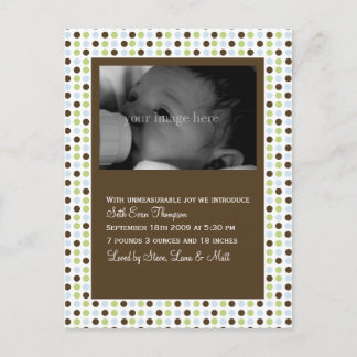 Chocolate Polka Dot Baby Announcement