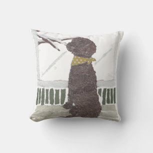 Chocolate Poodle, Brown Poodle Throw Pillow
