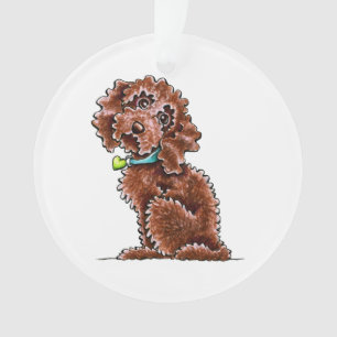 Chocolate Poodle Mix Side Sit Ornament