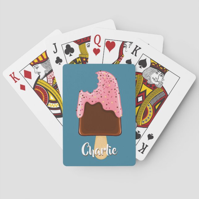 Chocolate Popsicle custom name playing cards (Back)