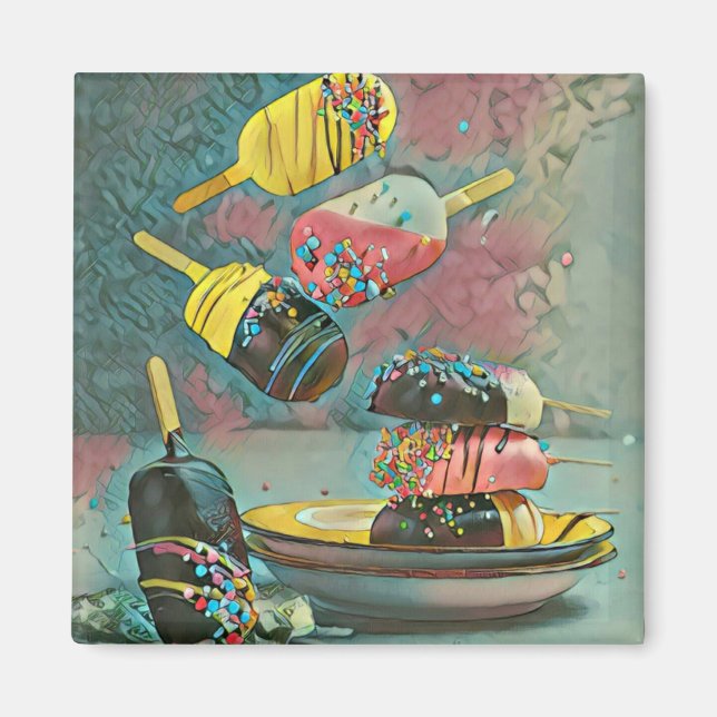 Chocolate popsicle sprinkles magnet (Front)
