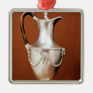 Chocolate-pot, with repousse design and metal ornament