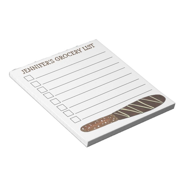 Chocolate Pretzel Stick Grocery Shopping List Notepad (Angled)