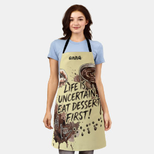 Chocolate Pudding Day-Funny Pudding O'Clock Apron