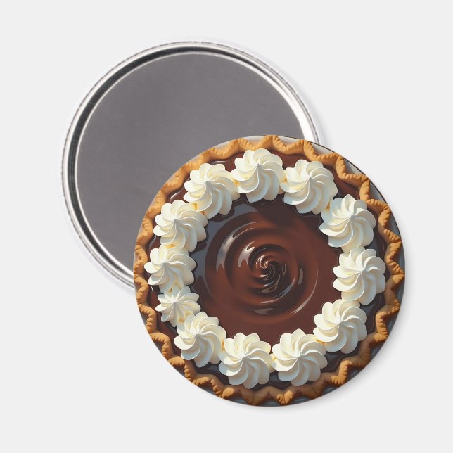Chocolate Pudding Pie with Whipped Cream Magnet (Front/Back)
