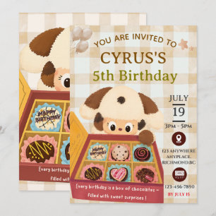 Chocolate Puppy Birthday Invitation 