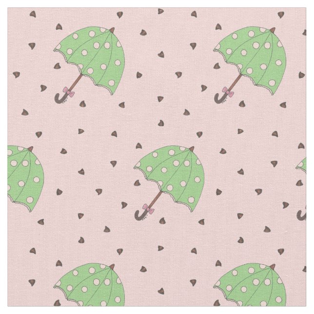 Chocolate Raindrops Umbrella Valentine Rain Drops Fabric (Close Up)