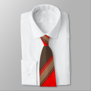 Chocolate Red and Mocha Alternating Striped Tie