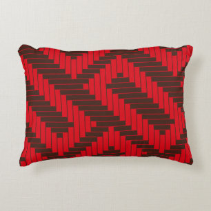 Chocolate Red Geometric Groove Decorative Cushion