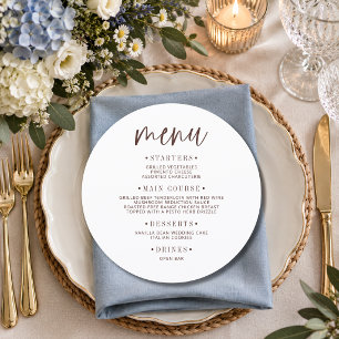 Chocolate Round Tie Wedding Guest Place Menu Card