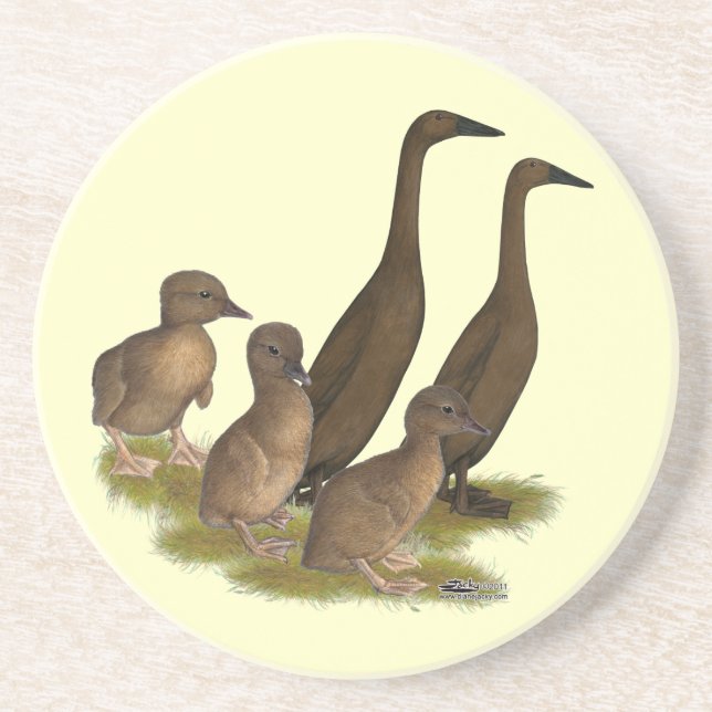 Chocolate Runner Duck Family Coaster (Front)