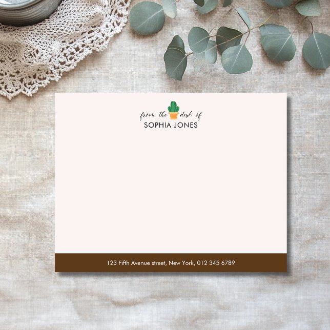 Chocolate Rustic Cactus Stationery Note Card (Creator Uploaded)