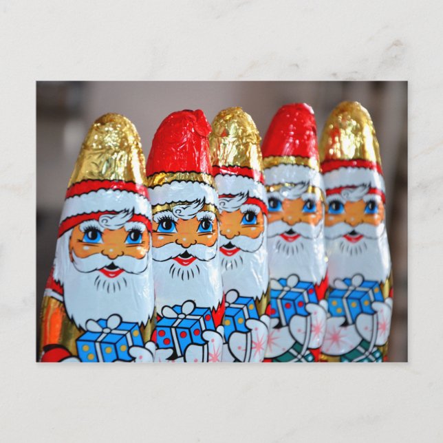 Chocolate Santa Claus postcard (Front)