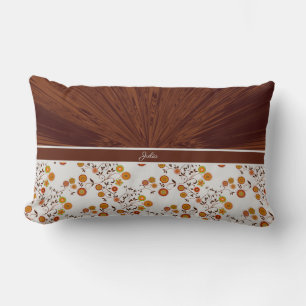 Chocolate Satin/Flowers Personalised Accent Lumbar Cushion