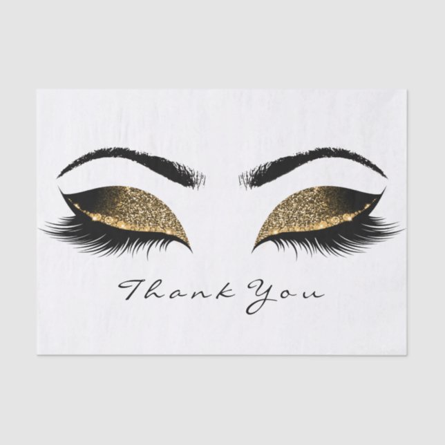 Chocolate Sepia Gold Glitter Thank You Eyes Lashes Tissue Paper (Front)