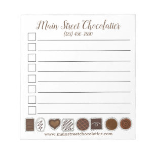 Chocolate Shop Bon Bon Candies Chocolatier Notepad