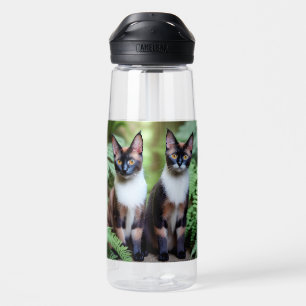 Chocolate Siamese Cat Twins,  Water Bottle