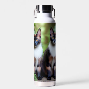 Chocolate Siamese Cat Twins,  Water Bottle