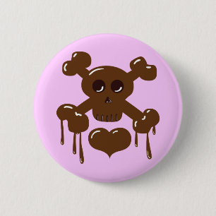 Chocolate Skull and Crossbones 6 Cm Round Badge