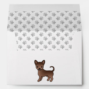 Chocolate Smooth Coat Chihuahua Cartoon Dog & Paws Envelope