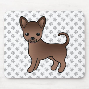 Chocolate Smooth Coat Chihuahua Cartoon Dog & Paws Mouse Pad