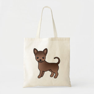 Chocolate Smooth Coat Chihuahua Cute Cartoon Dog Tote Bag