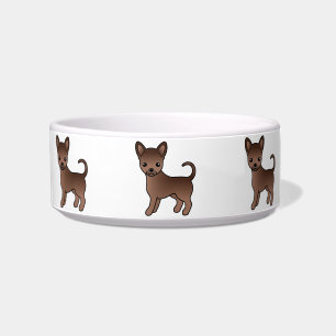 Chocolate Smooth Coat Chihuahua Cute Cartoon Dogs Bowl
