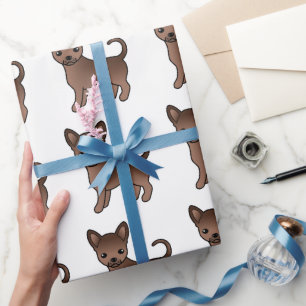 Chocolate Smooth Coat Chihuahua Cute Dog Pattern Wrapping Paper