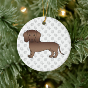 Chocolate Smooth Hair Dachshund Cute Cartoon Dog Ceramic Ornament