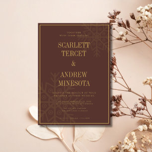Chocolate Snowflakes Guiet Frame Christmas Wedding Invitation