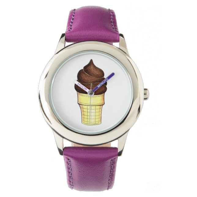 Chocolate Soft Serve Ice Cream Cone Dessert Watch (Front)