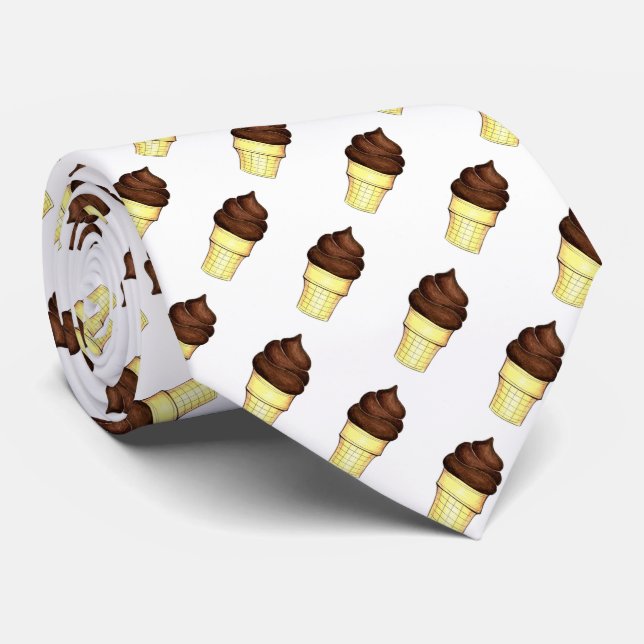 Chocolate Soft Serve Ice Cream Cone Foodie Tie (Rolled)