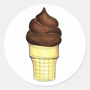 Chocolate Soft Serve Ice Cream Cone Stickers