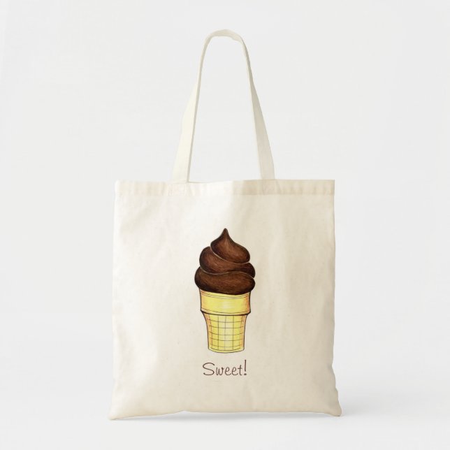 Chocolate Soft Serve Ice Cream Cone Sweet Tote (Front)