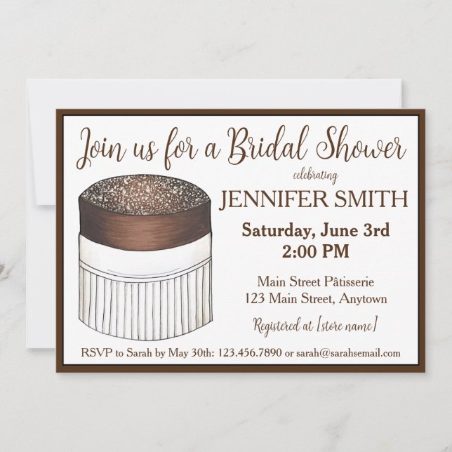 Chocolate Soufflé French Pastry Bridal Shower Invitation (Front)