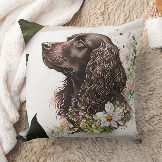  Chocolate Spaniel Beautiful Watercolor Painting Cushion (Blanket)
